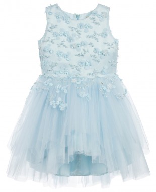 蓝色无袖连衣裙晚礼服