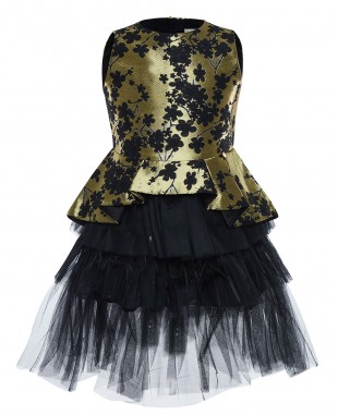 黑金缎面羽毛无袖短裙公主裙