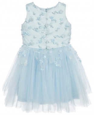 蓝色无袖连衣裙晚礼服