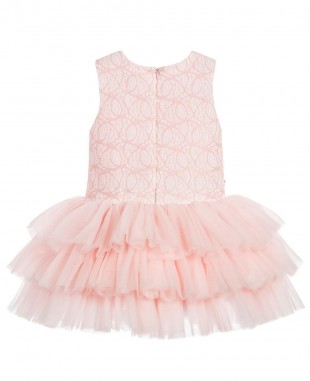 粉色无袖婚礼蕾丝裙花童裙